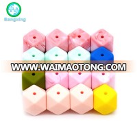 14mm 17mm Hexagon Food Grade BPA Free Soft Silicone Teething Beads for Baby